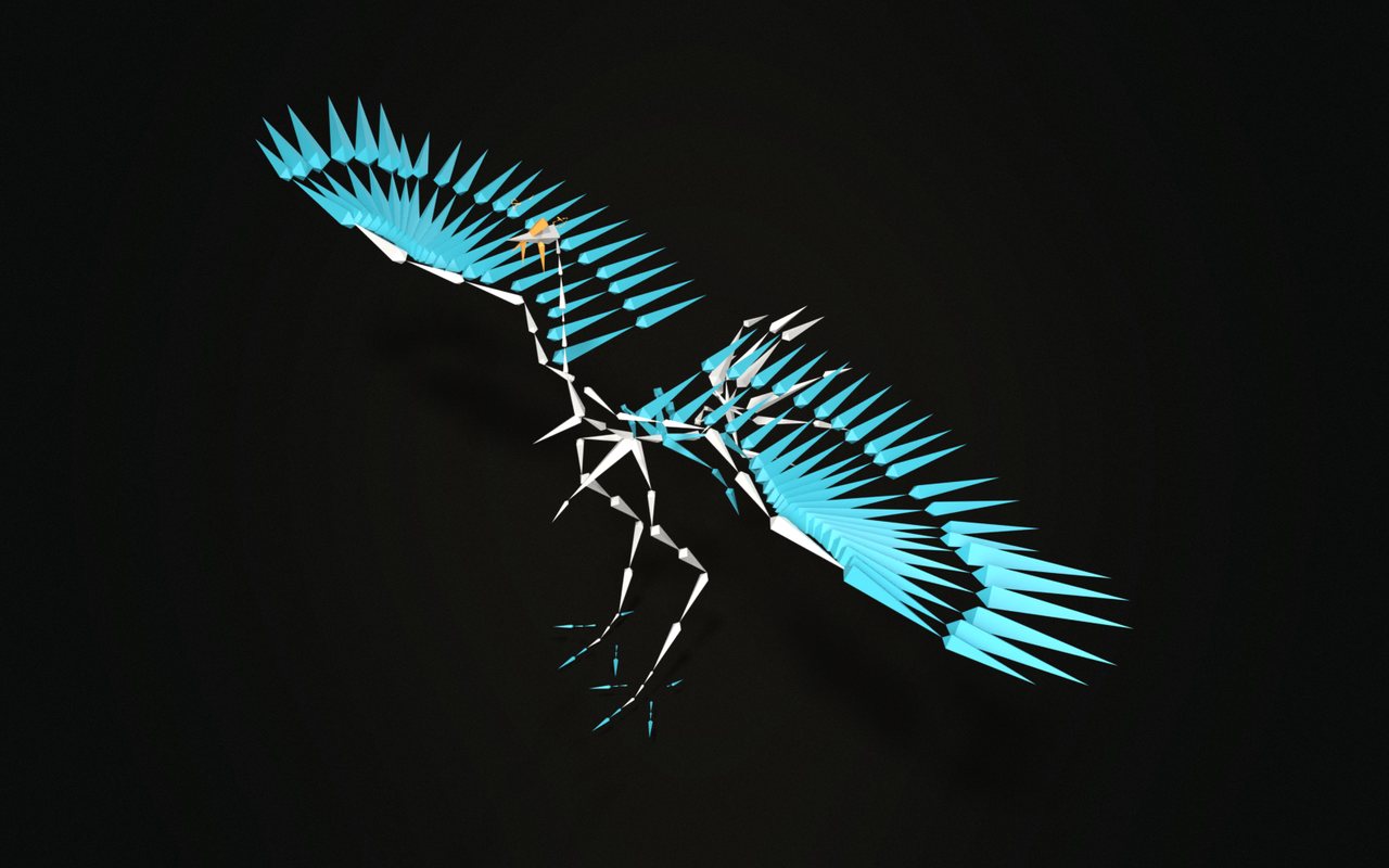 The Chicken metarig, generated with Rigify, in a relaxed pose