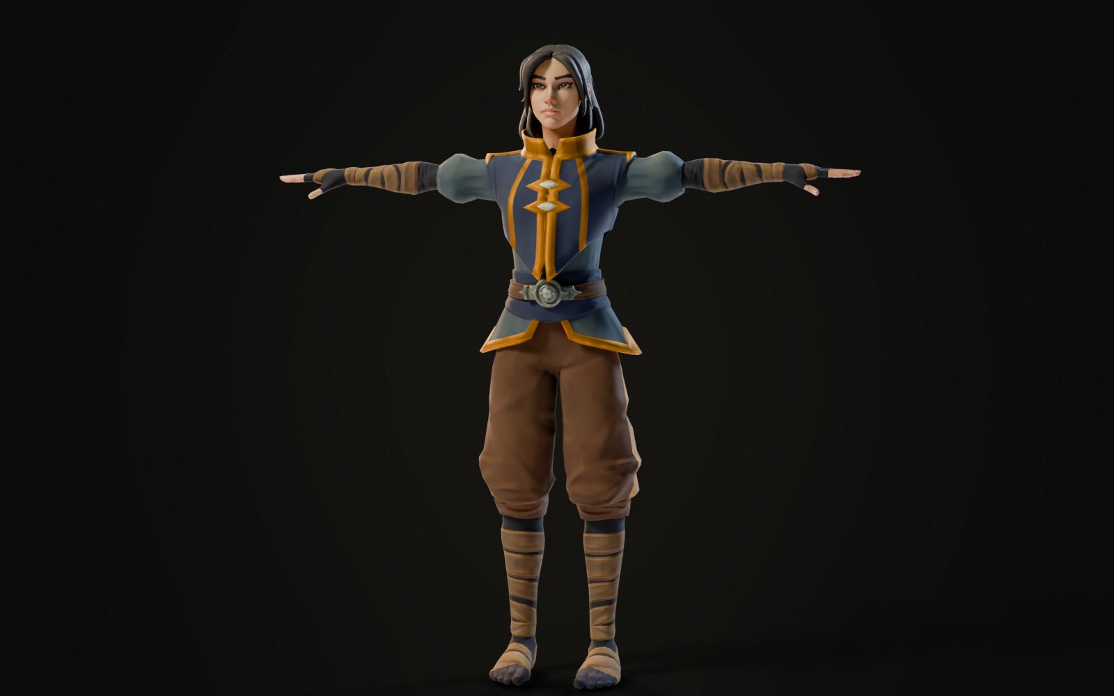 The wizard in a T-pose, a plain mesh