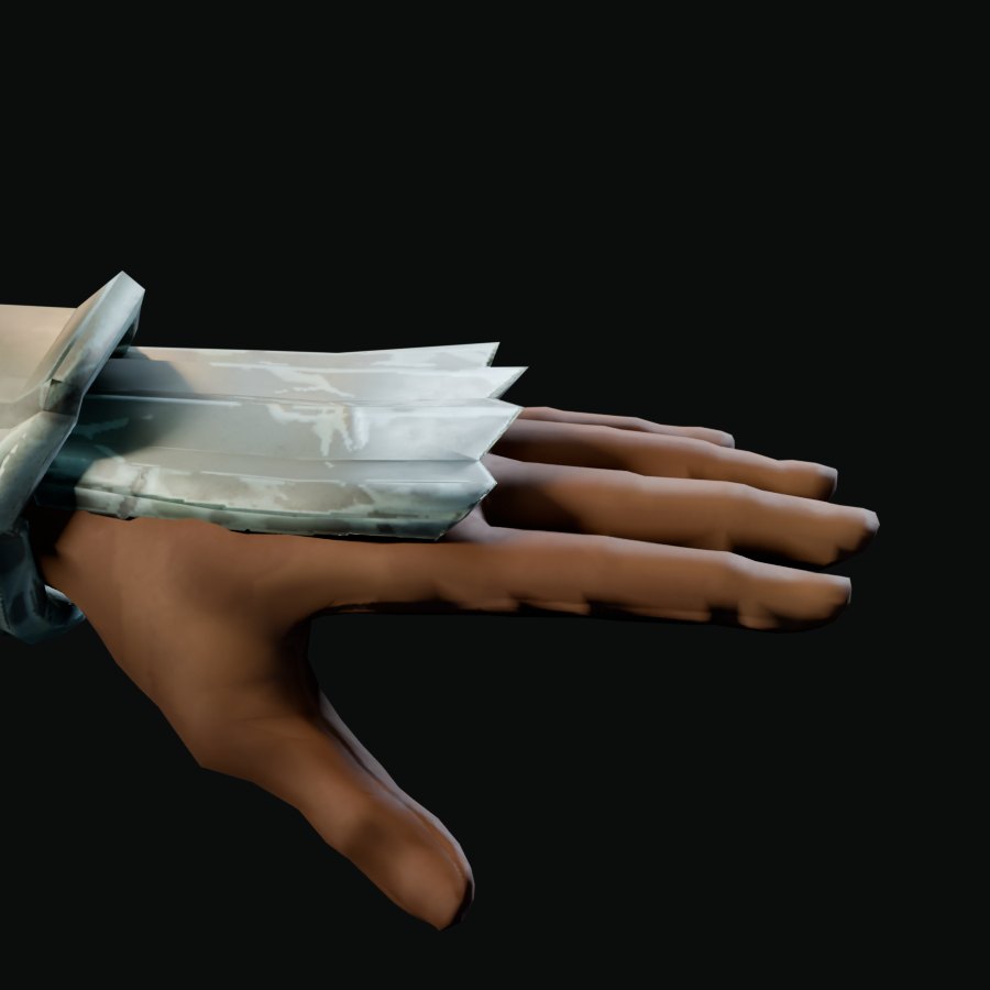 The knight's gauntlet, its plated fingers touching along their length