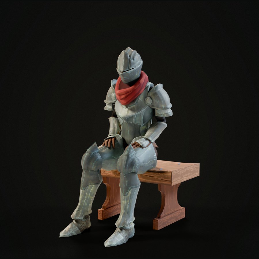 The same seat with RigBridge's Auto-Weights: both pauldrons stay on her shoulders