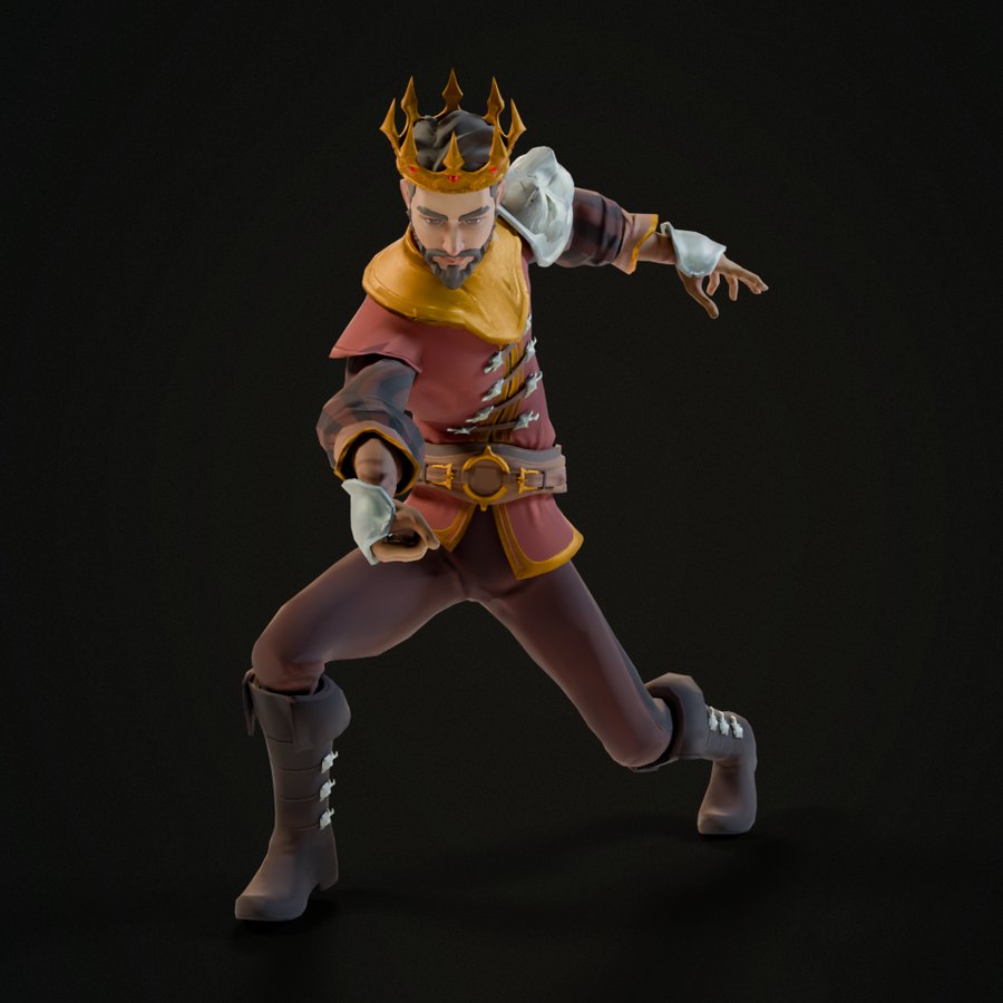 The same lunge with RigBridge's Auto-Weights: the pauldron rides on his shoulder