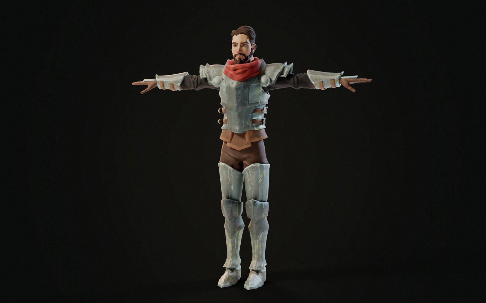 The knight as a bare mesh in his T-pose