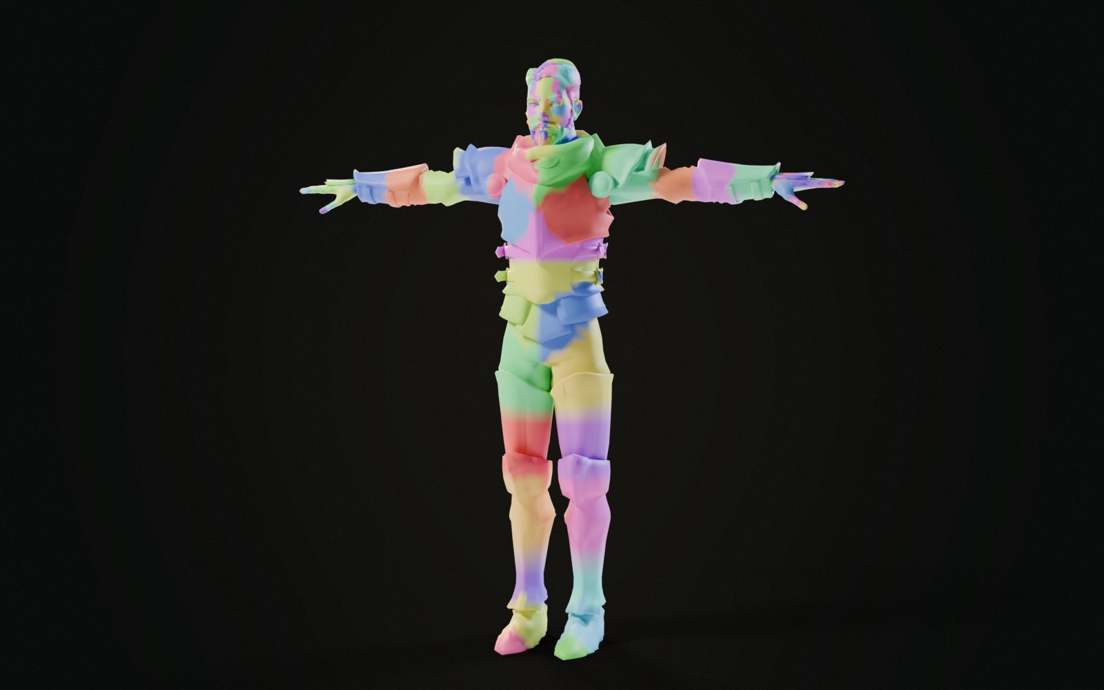 The knight painted with his weights, a colour for each bone
